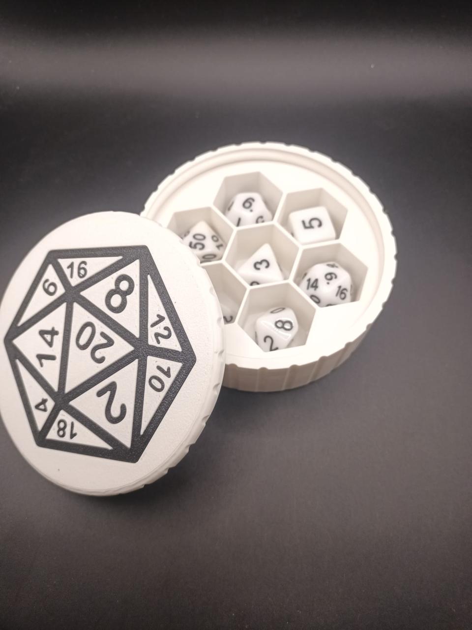 Set de Dés JDR Polyédriques avec Boîte de Rangement Hexagonale D20