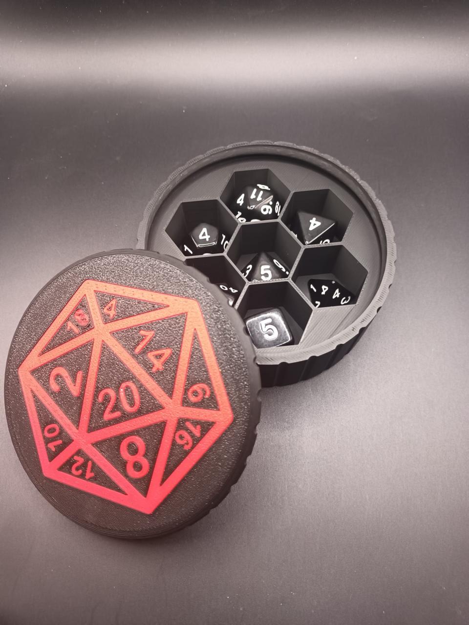 Set de Dés JDR Polyédriques avec Boîte de Rangement Hexagonale D20