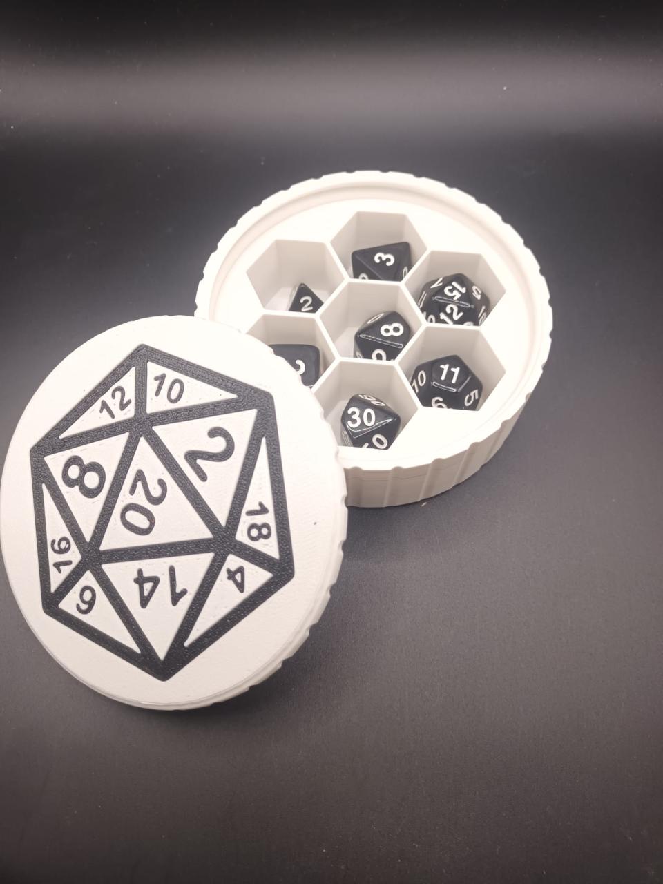 Set de Dés JDR Polyédriques avec Boîte de Rangement Hexagonale D20