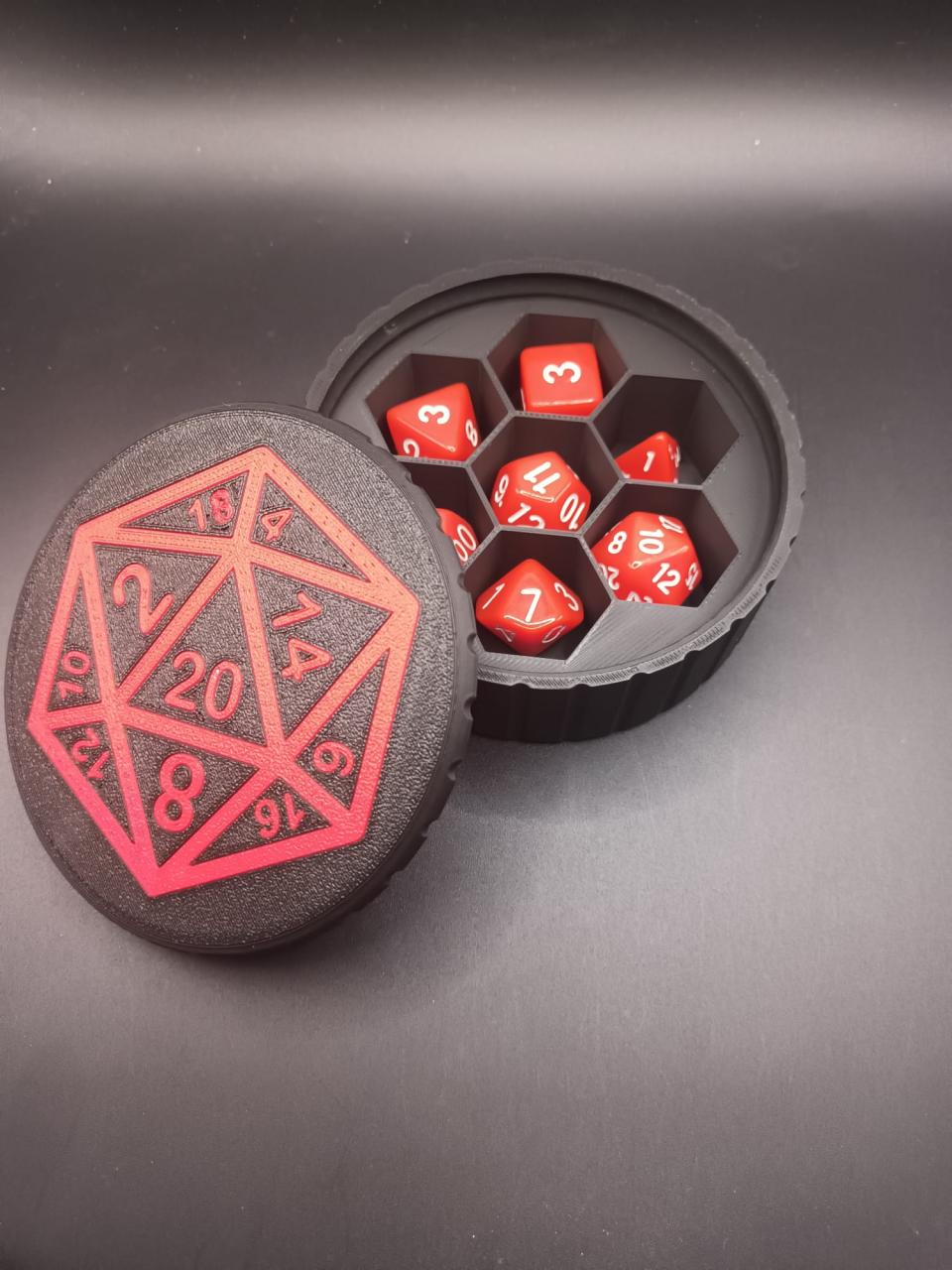 Set de Dés JDR Polyédriques avec Boîte de Rangement D20
