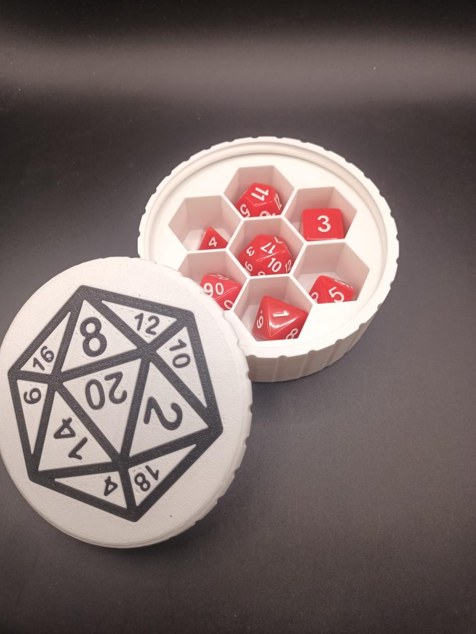 Set de Dés JDR Polyédriques avec Boîte de Rangement D20